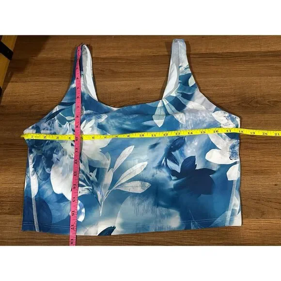 Old Navy Active PowerSoft Longline Sports Bra, Blue Floral XL EUC - Picture 5 of 6